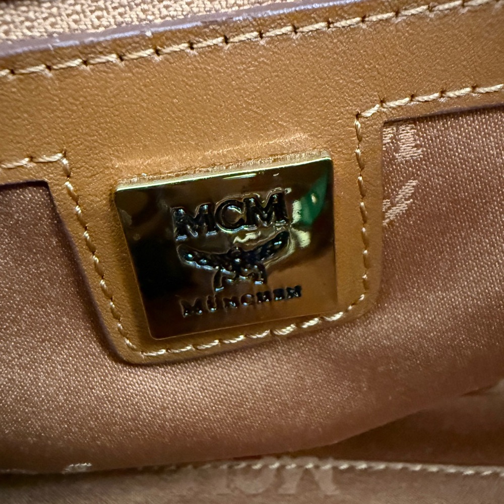 MCM Cognac Visetos Satchel with Gold Hardware - Picture 9 of 10